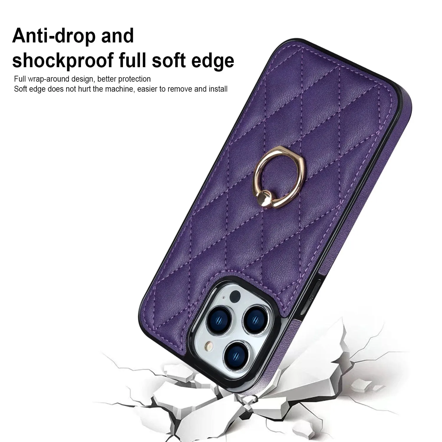 Classic Leather Case With Ring Grip For Samsung