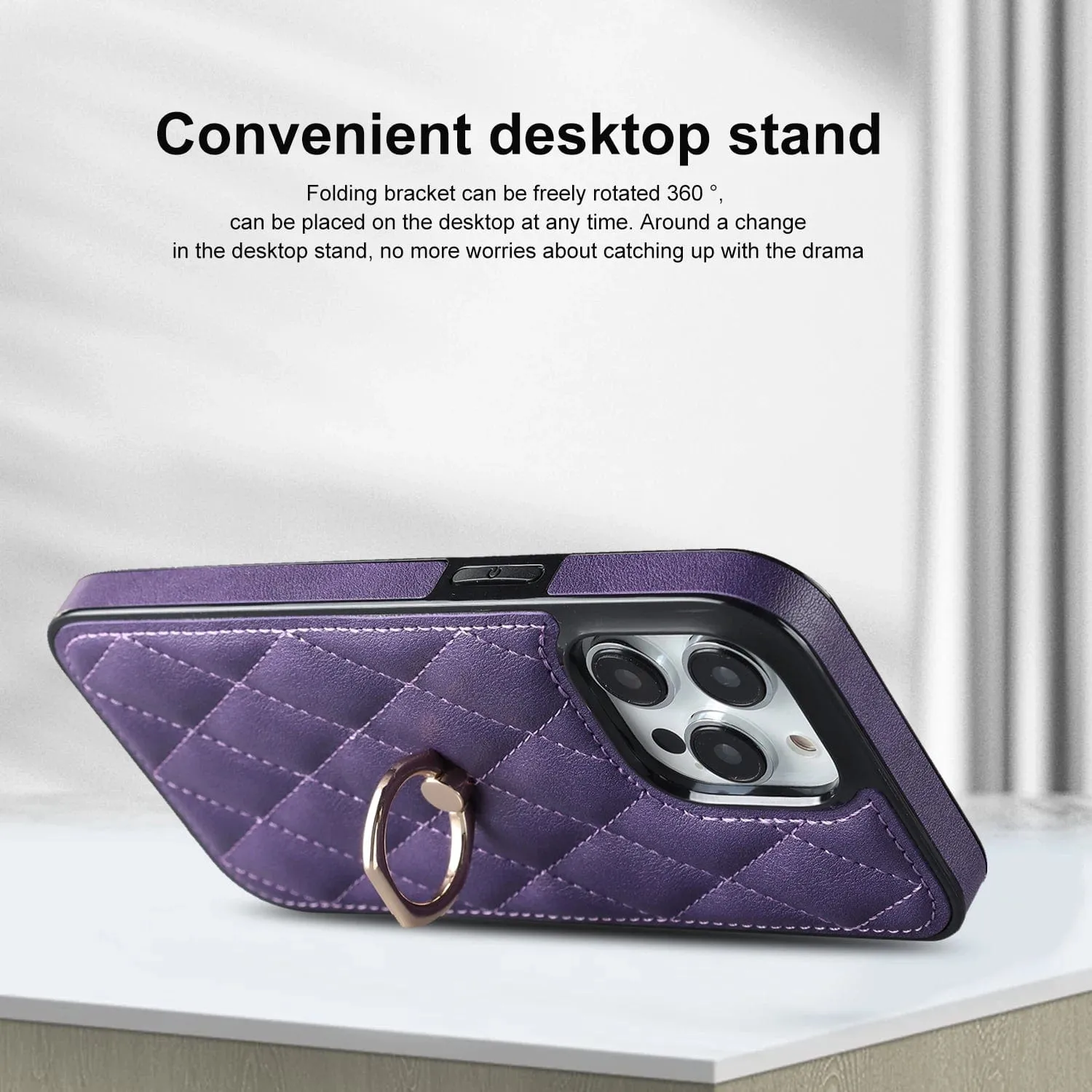 Classic Leather Case With Ring Grip For Samsung
