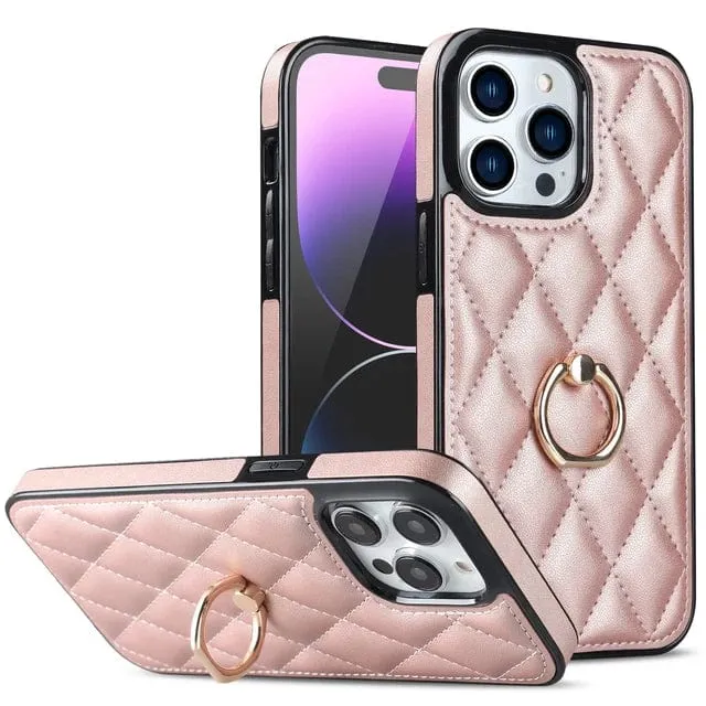 Classic Leather Case With Ring Grip For Samsung