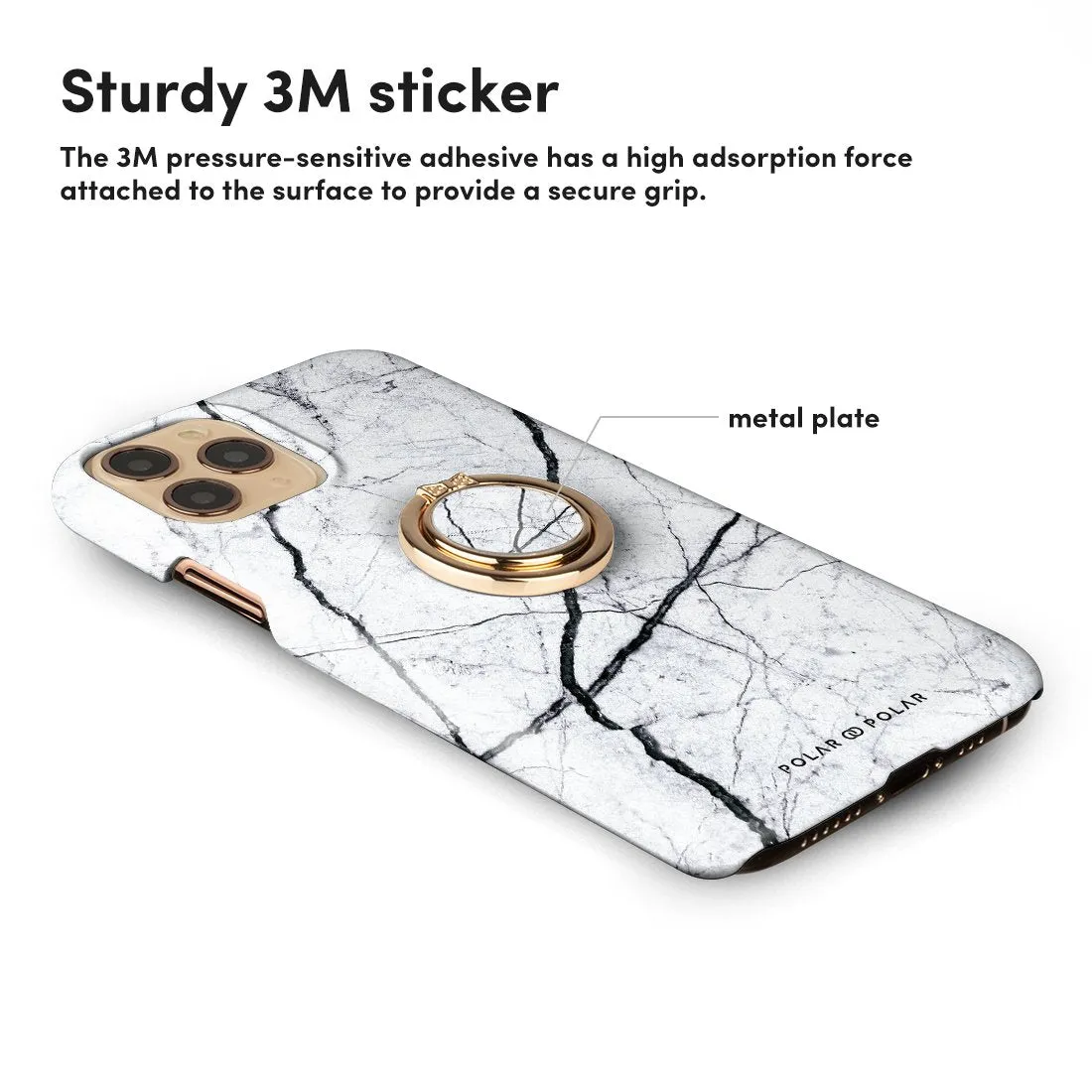 Classic White | Custom Phone Ring Holder  (Non-MagSafe)