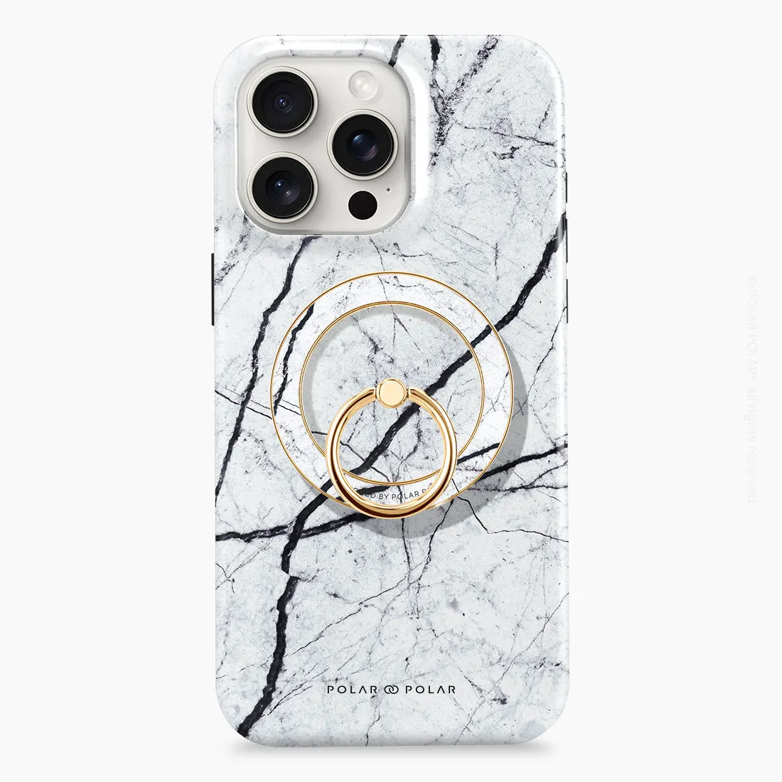 Classic White - Golden MagSafe Phone Grip and Ring Holder Stand