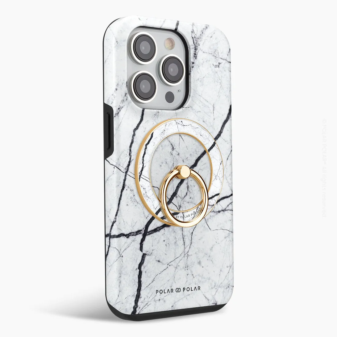 Classic White - Golden MagSafe Phone Grip and Ring Holder Stand