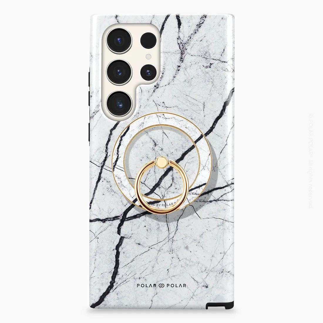 Classic White - Golden MagSafe Phone Grip and Ring Holder Stand