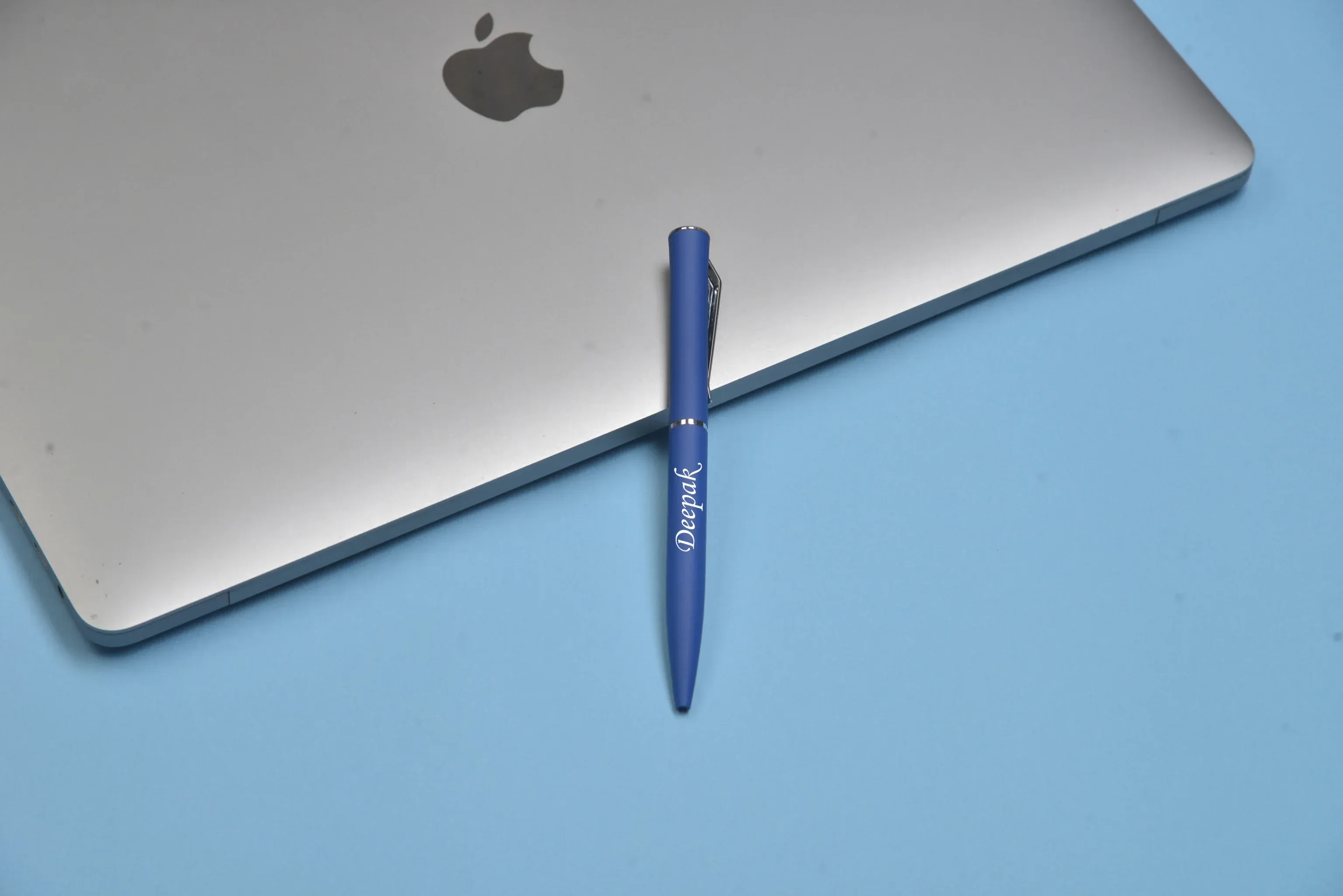Classy Metal Flip Diary   Classic Metal Pen   Classy Leather Metal Keychain - Blue