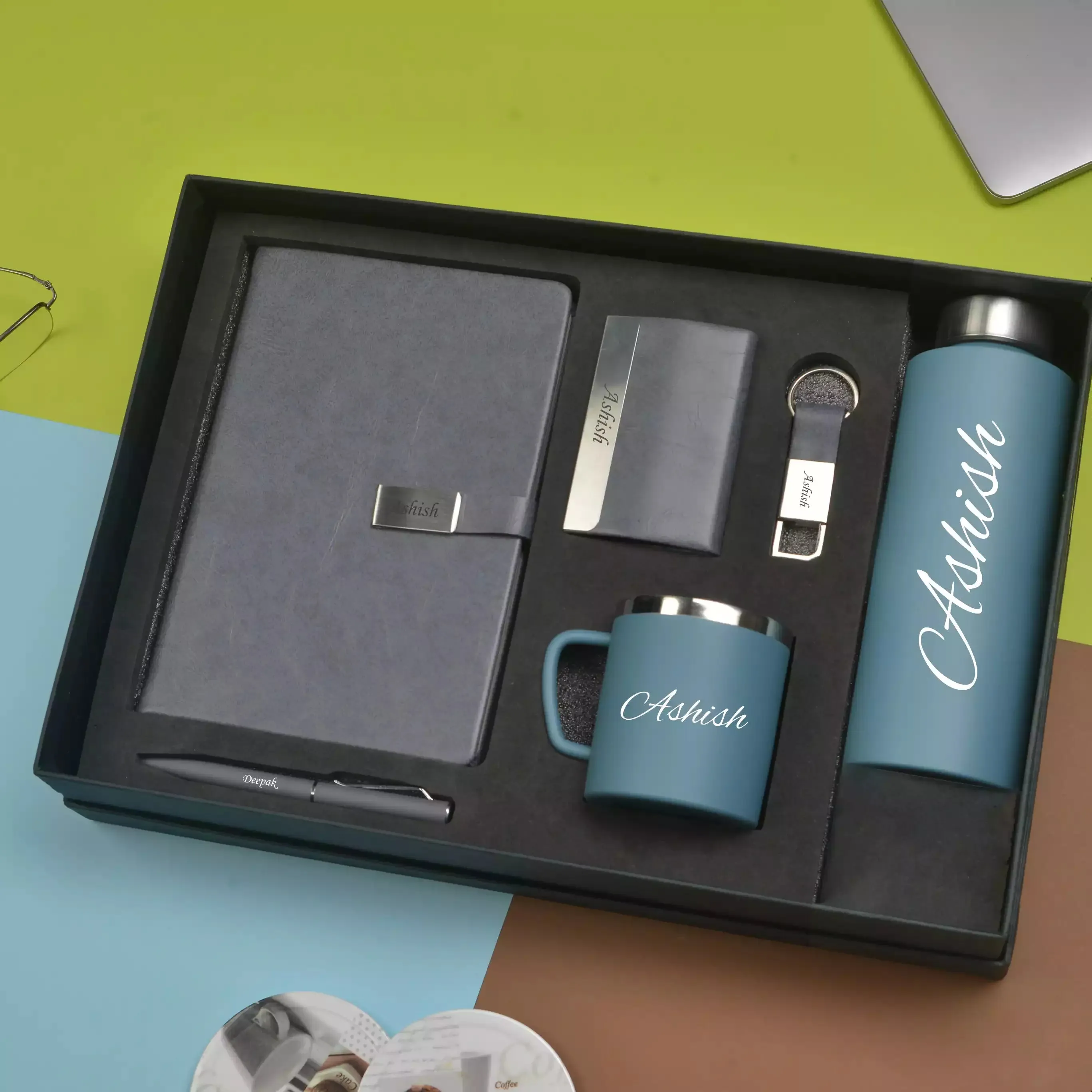 Classy Metal Flip Diary   Classic Metal Pen   Classy Leather Metal Keychain   Classy Card Holder   Classic Smart Bottle    Stainless Steel Mug - Grey