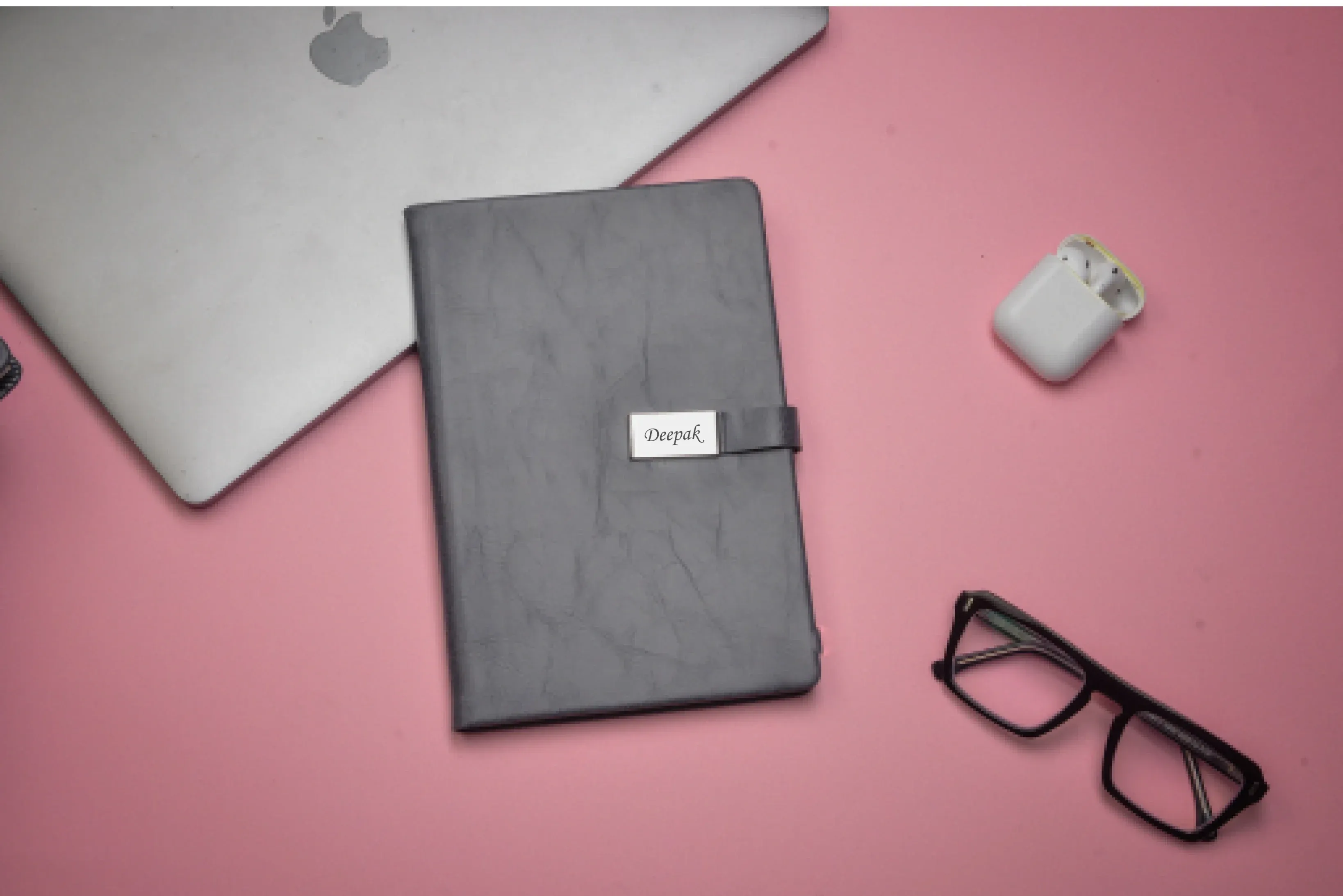 Classy Metal Flip Diary   Classic Metal Pen - Grey
