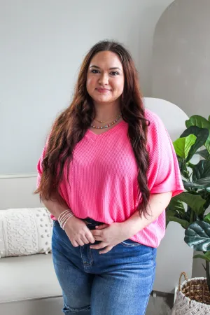 Color Crush V-Neck • Bubblegum Pink - PLUS