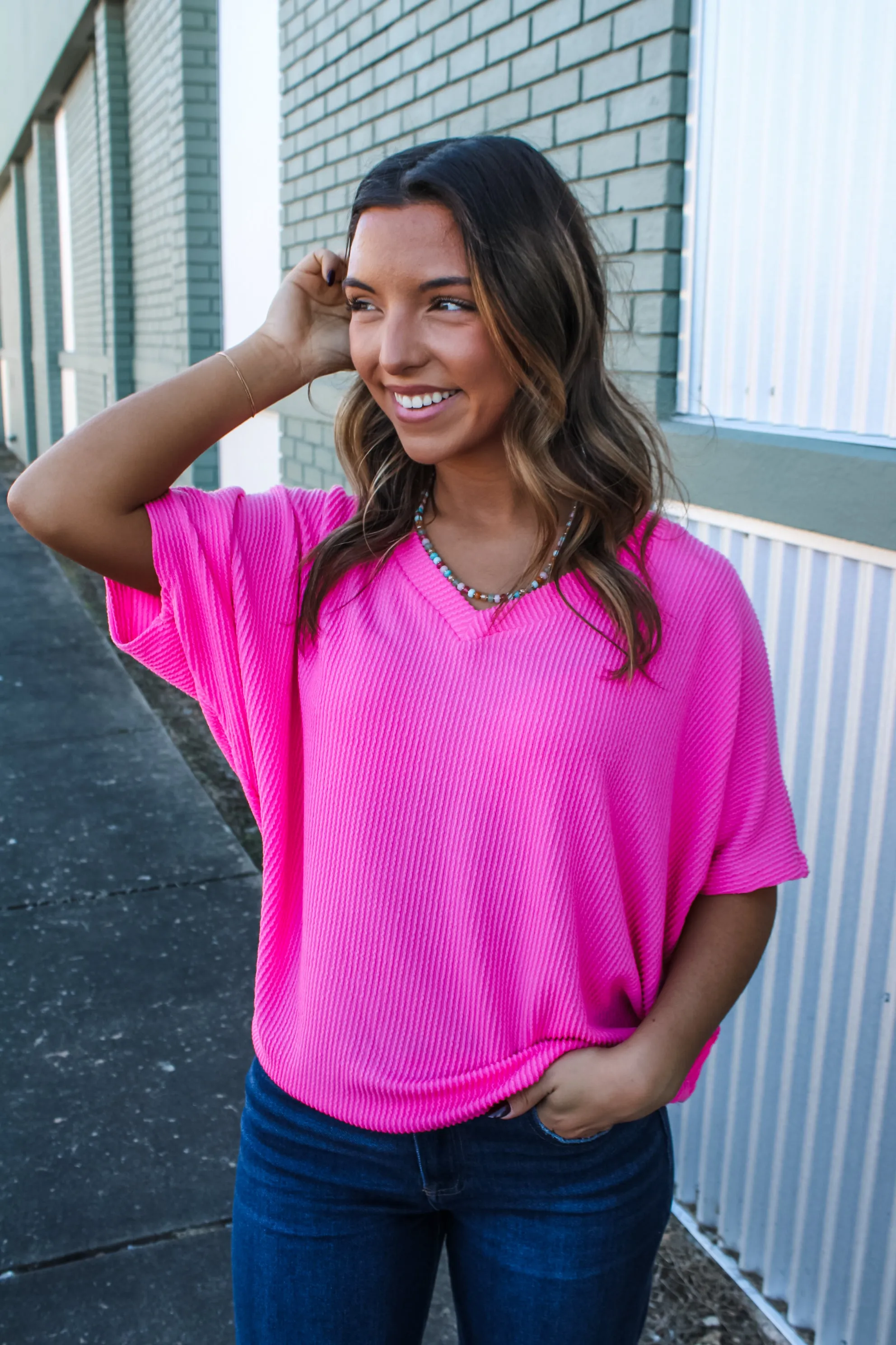 Color Crush V-Neck • Bubblegum Pink