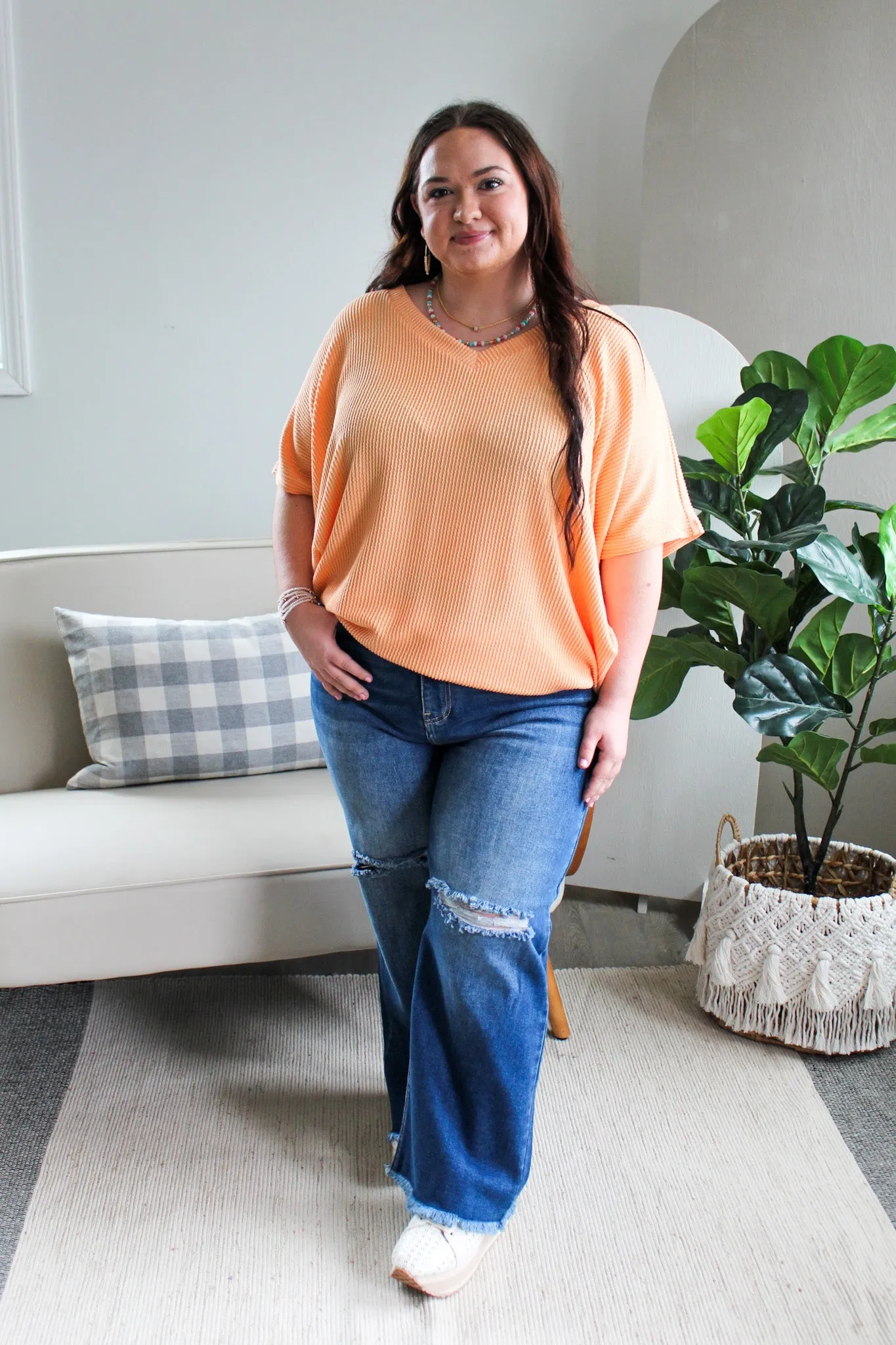 Color Crush V-Neck • Peach Sunrise - PLUS