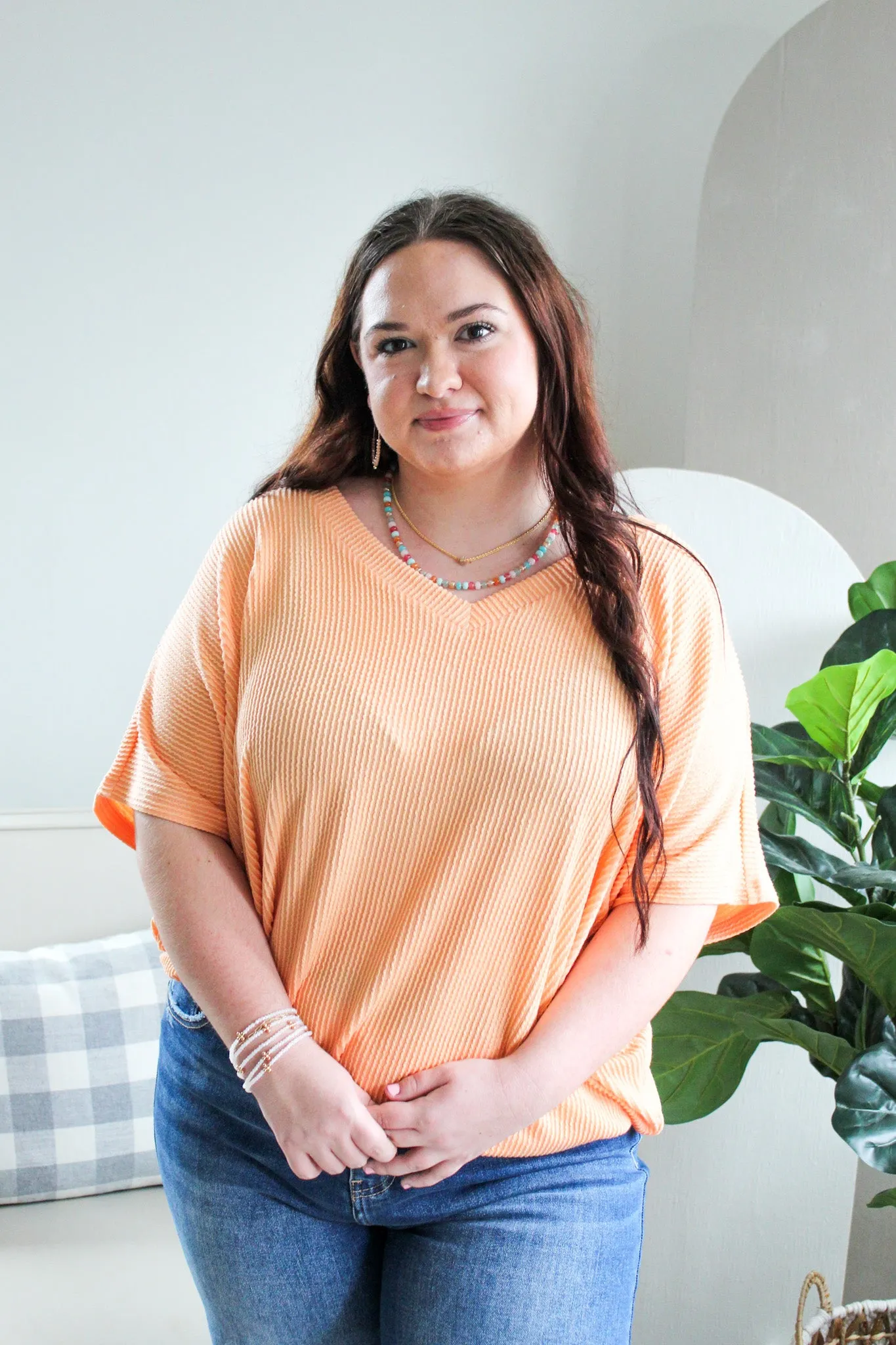Color Crush V-Neck • Peach Sunrise - PLUS