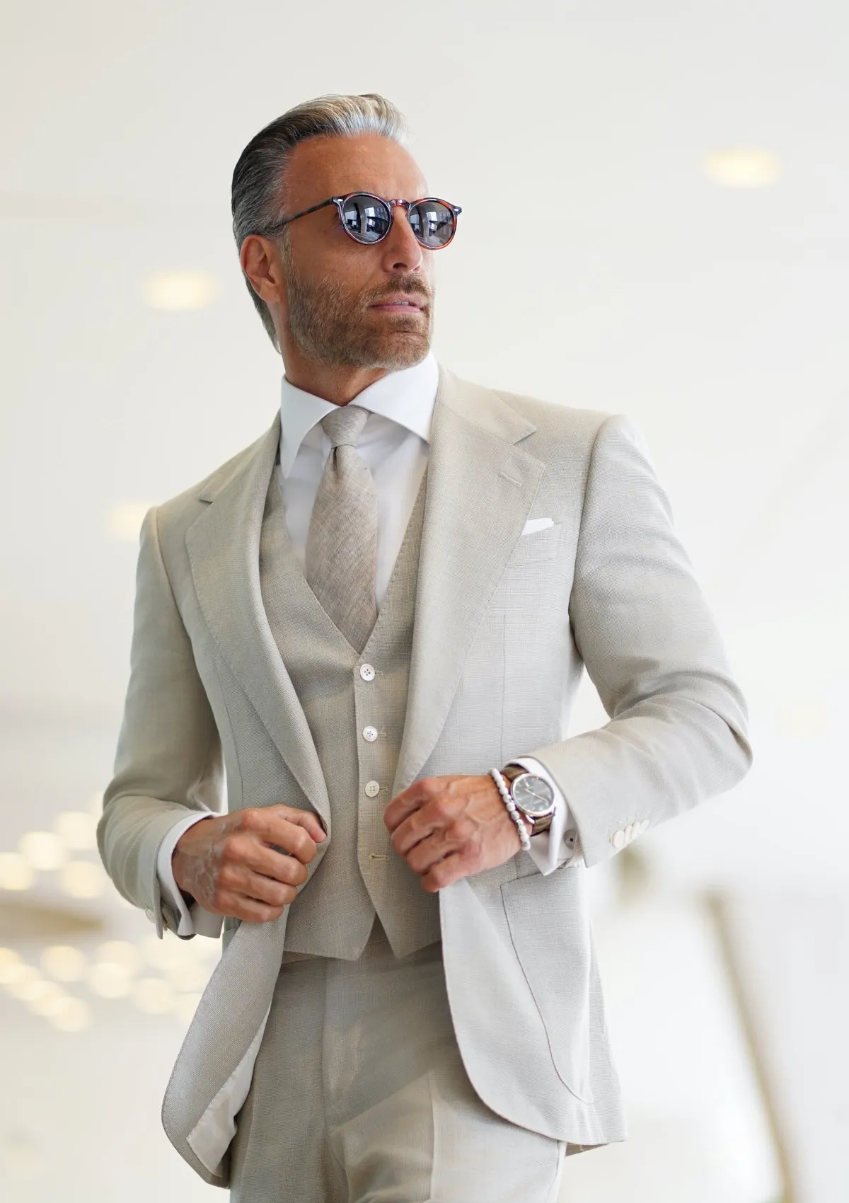 Cream Mesh Suit