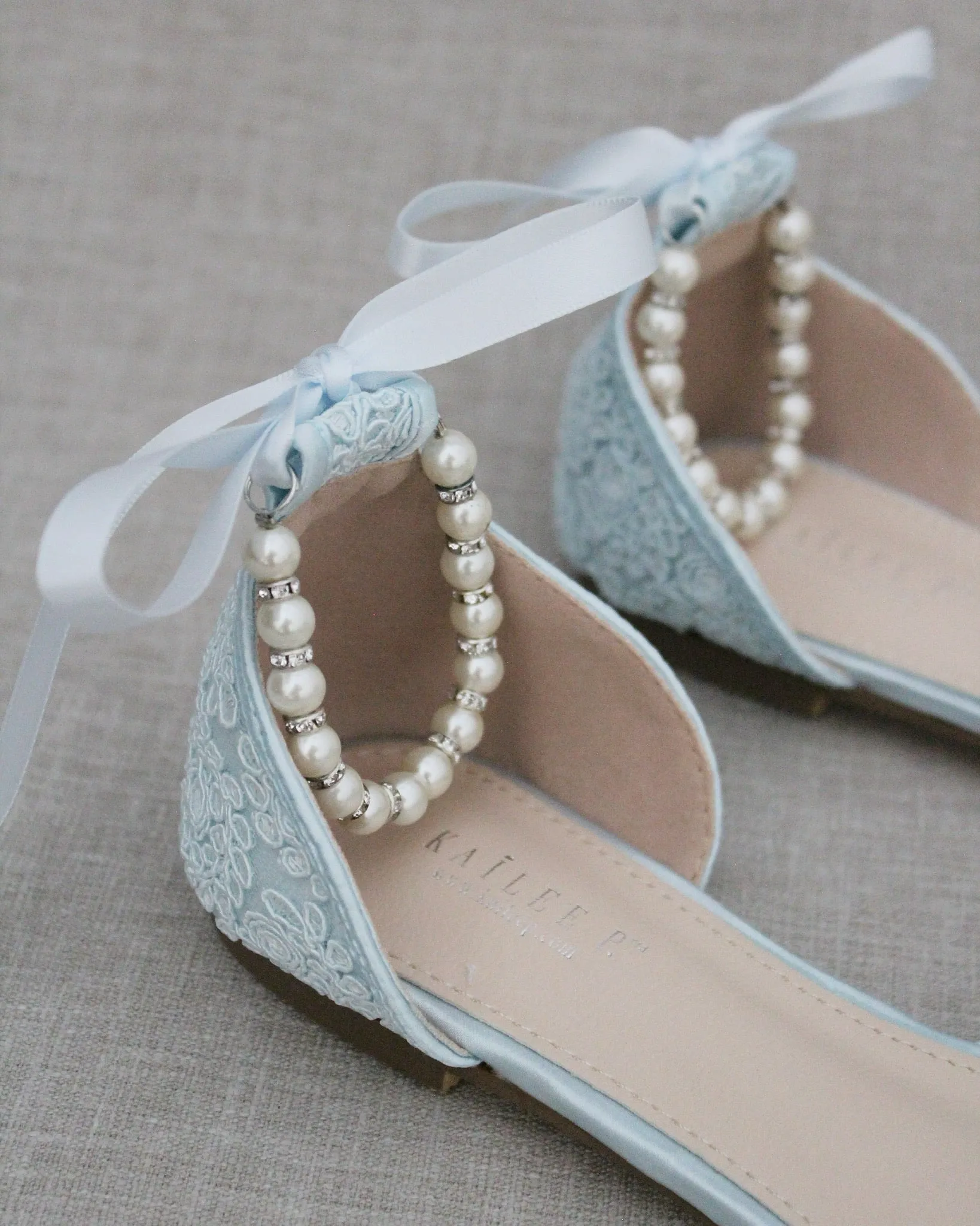 Crochet Lace Pointy Toe with Pearls Ankle Strap