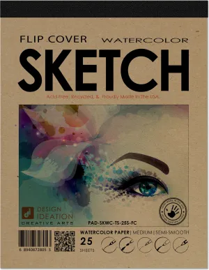 Design Ideation WATERCOLOR SKETCH. FLIP COVER Pad. Removable Sheet. Multi-Media. (8.5" x 11") FCP-2550-TS