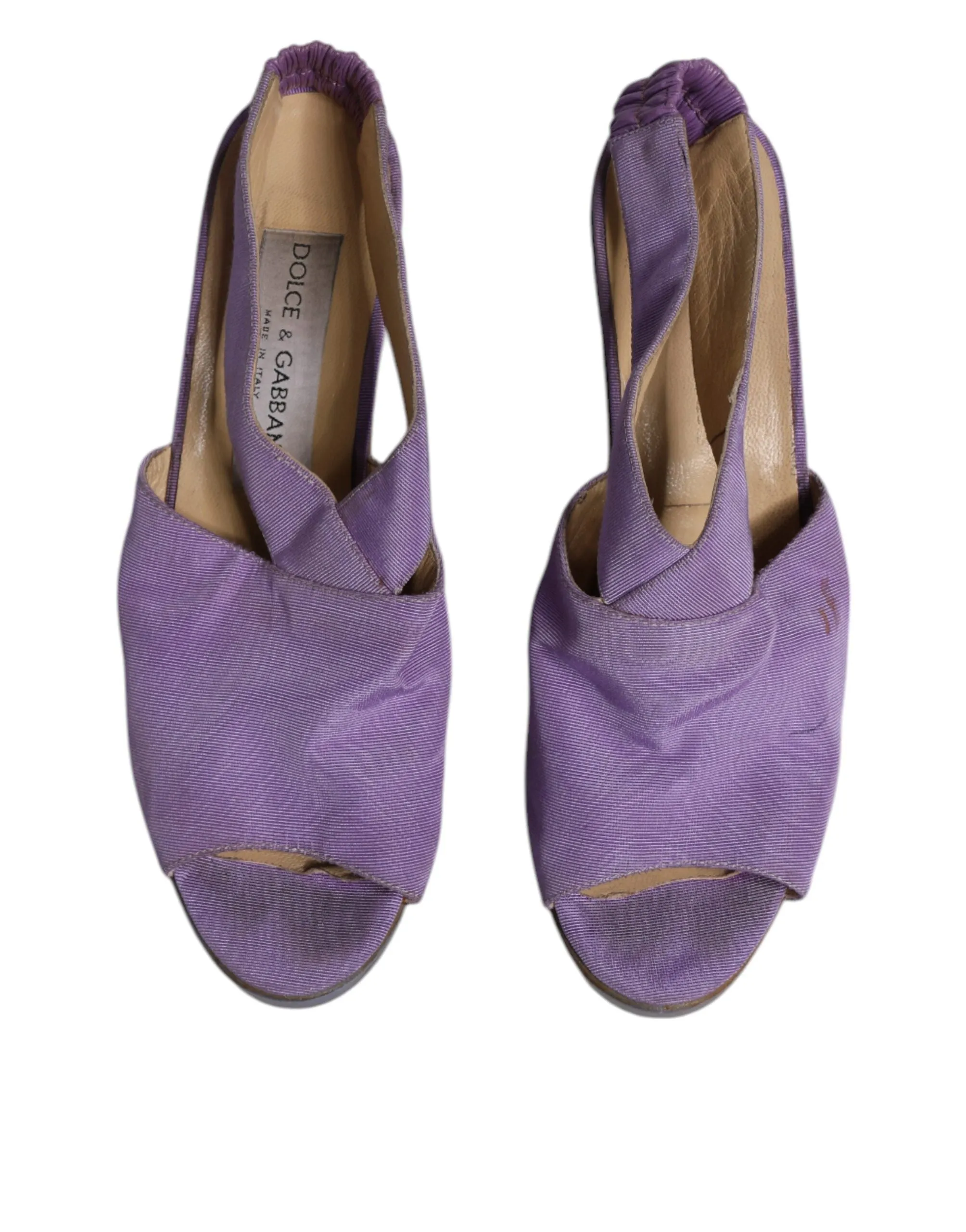 Dolce&Gabbana Women Purple Sandals Suede Leather Slingback High Heel Shoes EU 38