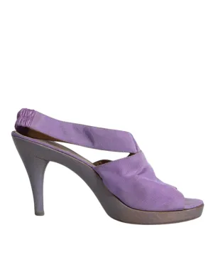 Dolce&Gabbana Women Purple Sandals Suede Leather Slingback High Heel Shoes EU 38