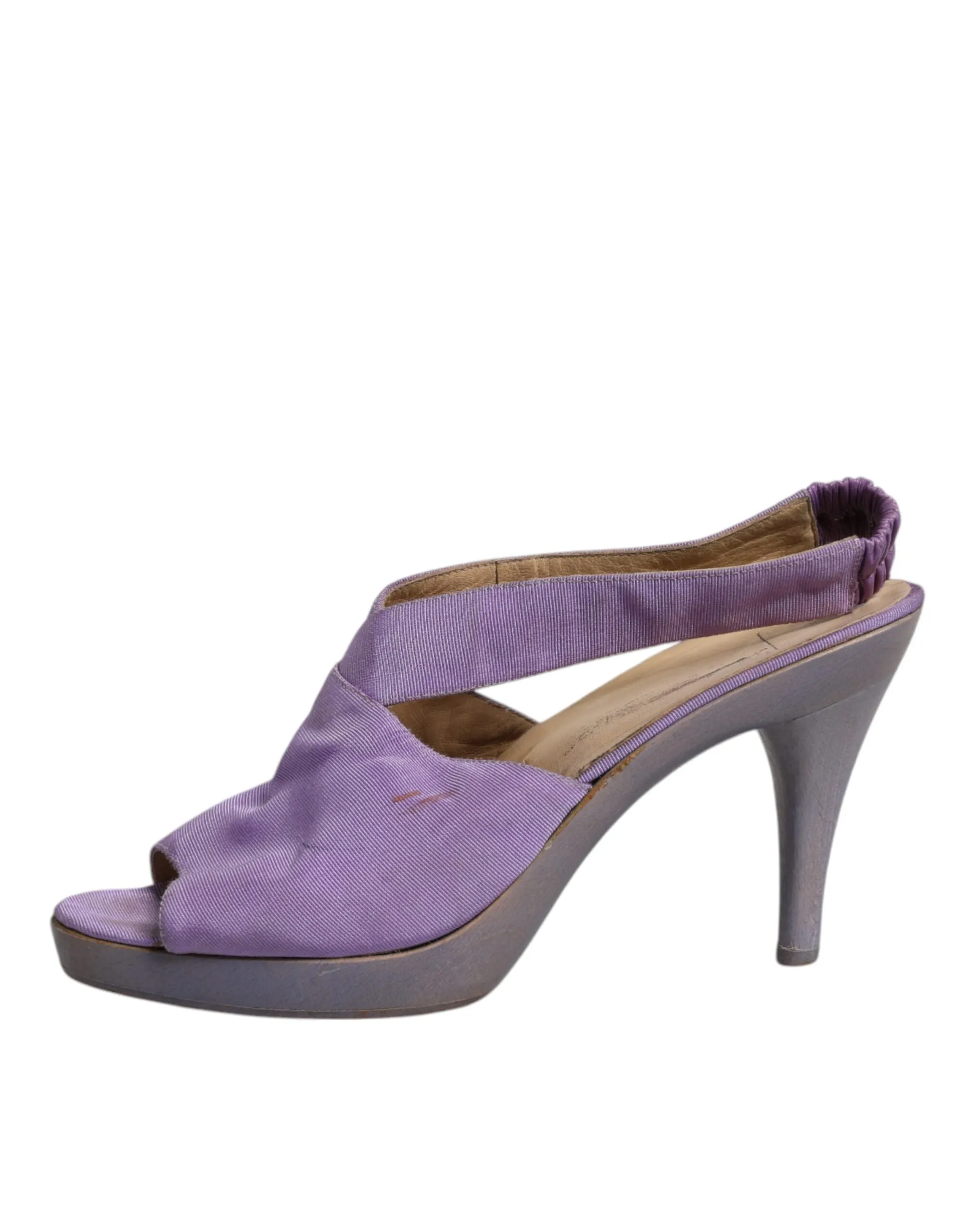Dolce&Gabbana Women Purple Sandals Suede Leather Slingback High Heel Shoes EU 38