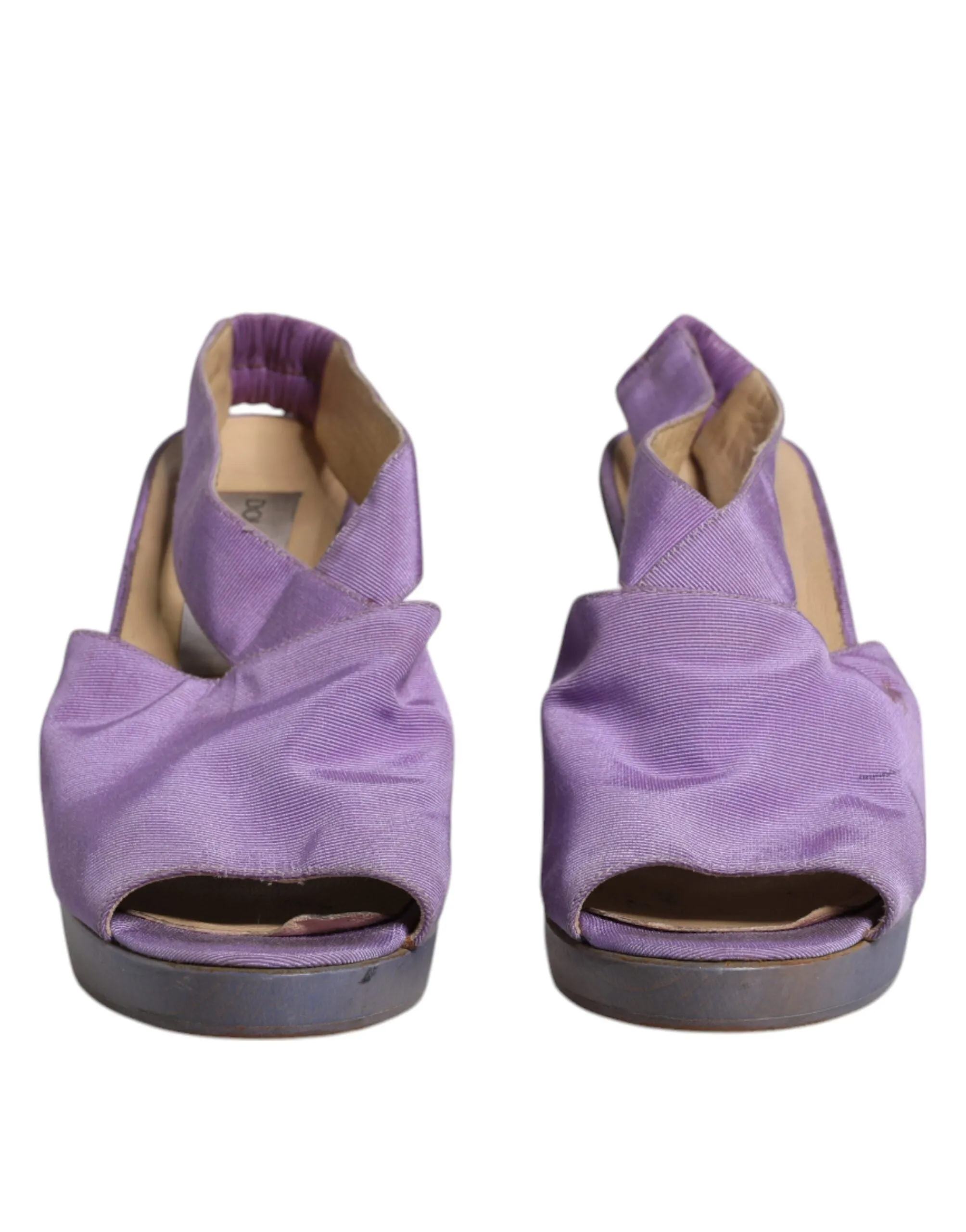 Dolce&Gabbana Women Purple Sandals Suede Leather Slingback High Heel Shoes EU 38