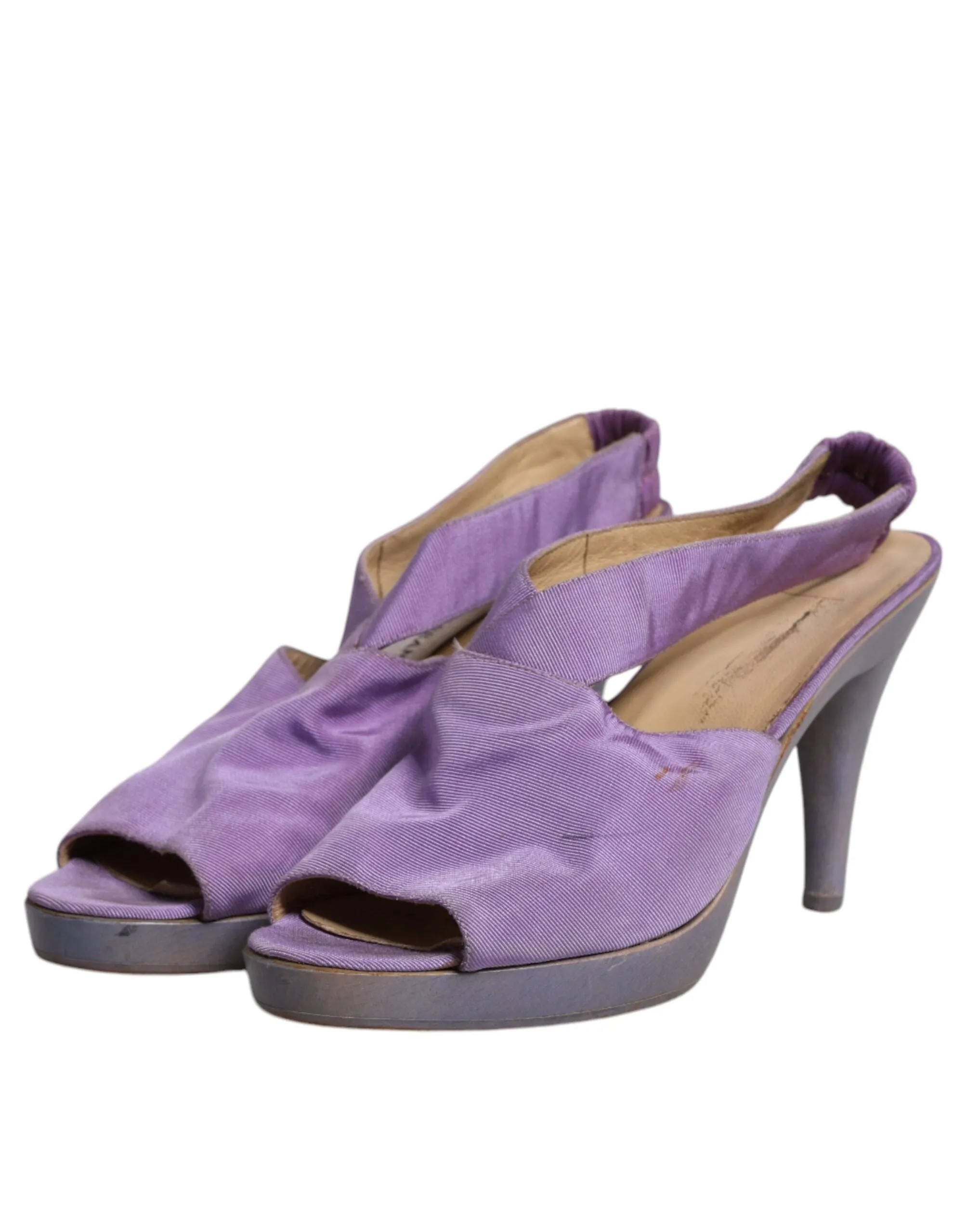 Dolce&Gabbana Women Purple Sandals Suede Leather Slingback High Heel Shoes EU 38