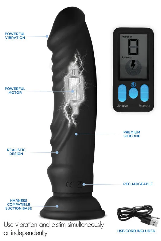 E-Stim and Vibrating  With Remote - Black