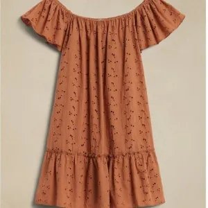 Eberjey Sardinia Beth Off The Shoulder Eyelet Lace Dress L