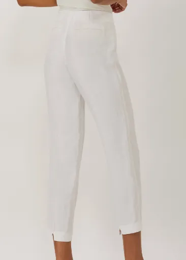 Ecru Sutton Cropped White Linen Pant