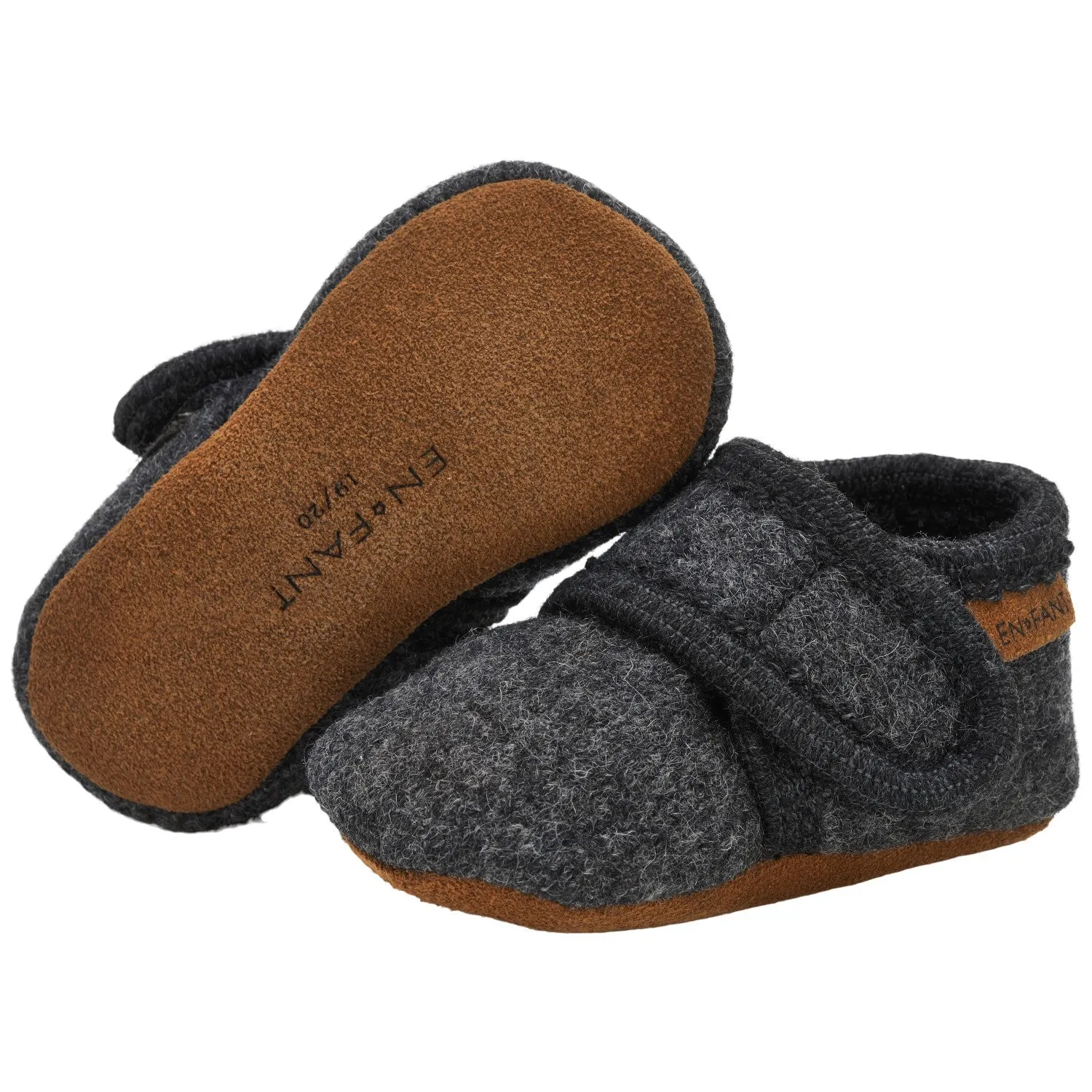 En Fant Wool Slippers - Dark Grey Melange