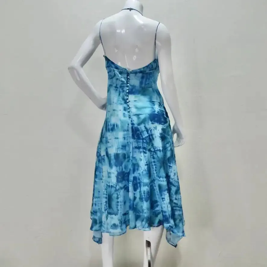 Escada Blue Tie Dye Strappy Sun Dress