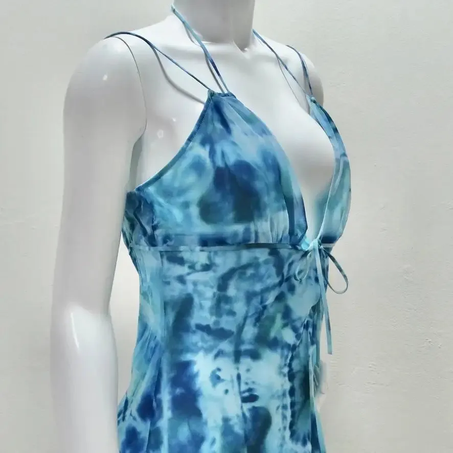 Escada Blue Tie Dye Strappy Sun Dress
