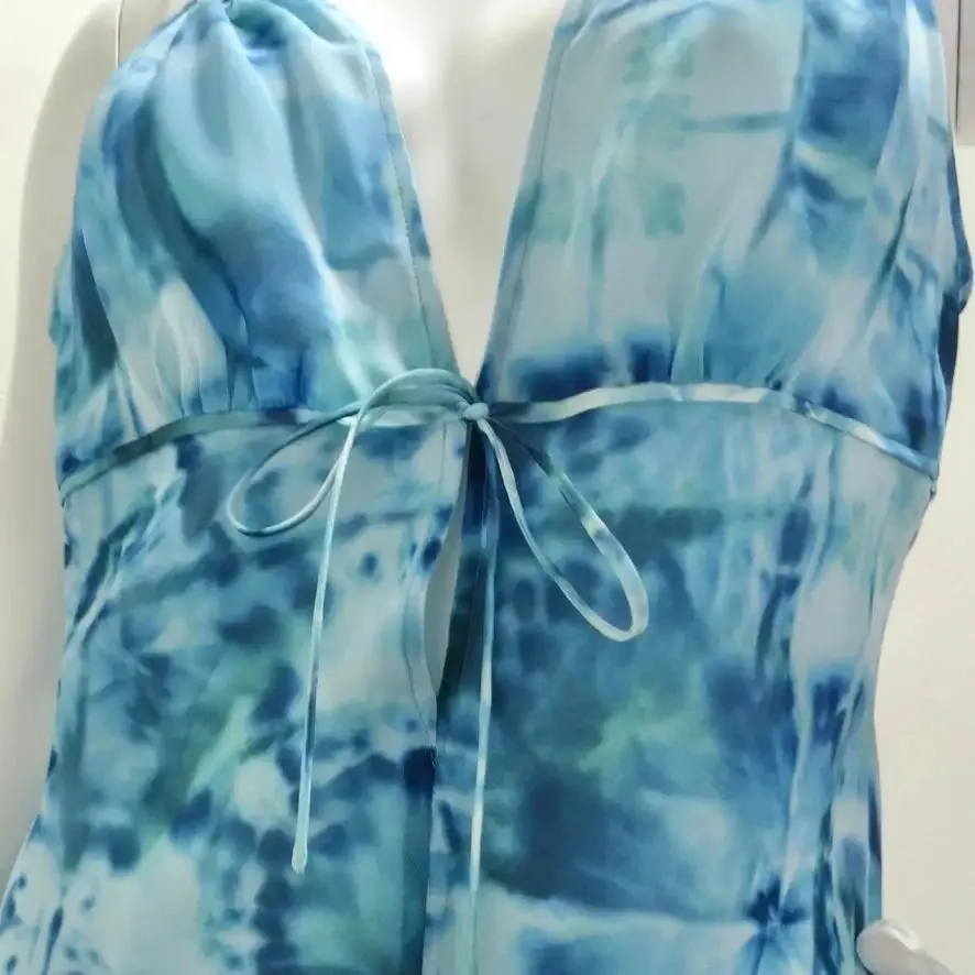 Escada Blue Tie Dye Strappy Sun Dress