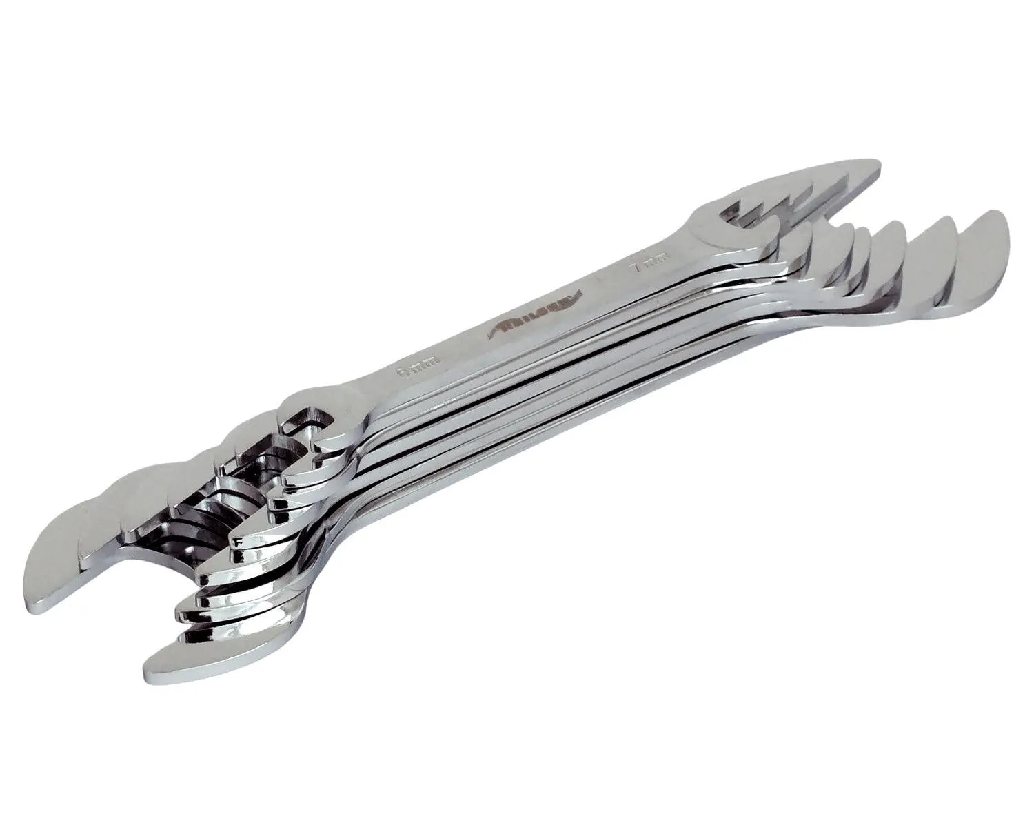 Extra Flat Spanner Set Double Open Ended 6mm-23mm Metric Wrenches -7PC