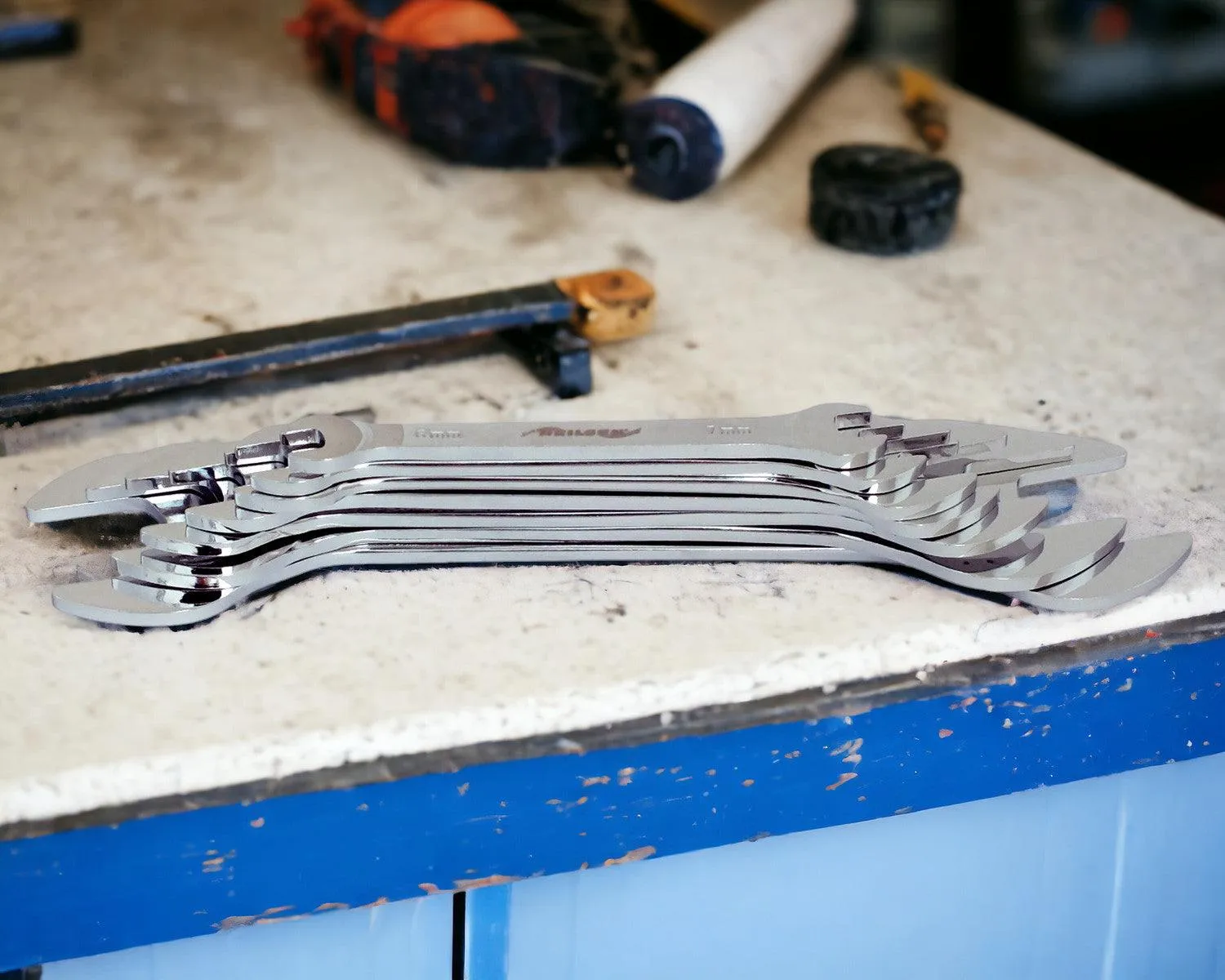 Extra Flat Spanner Set Double Open Ended 6mm-23mm Metric Wrenches -7PC