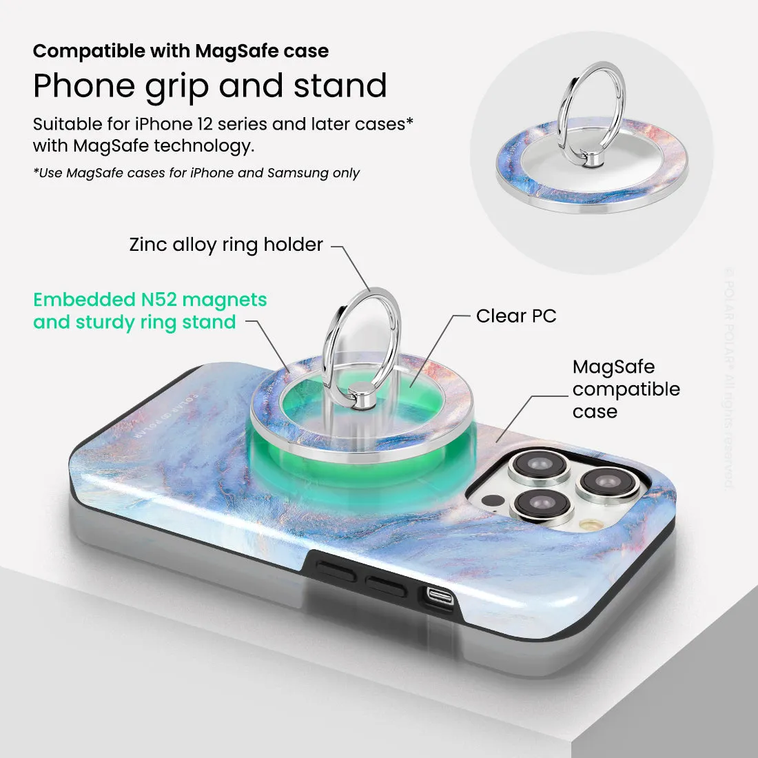 Fairy - Silver MagSafe Phone Grip and Ring Holder Stand