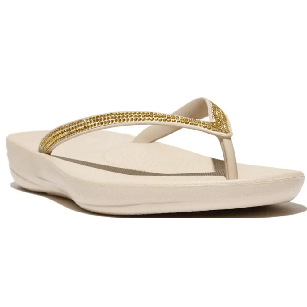 FitFlop Iqushion Sparkle Ergonomic Stone Beige Sandals