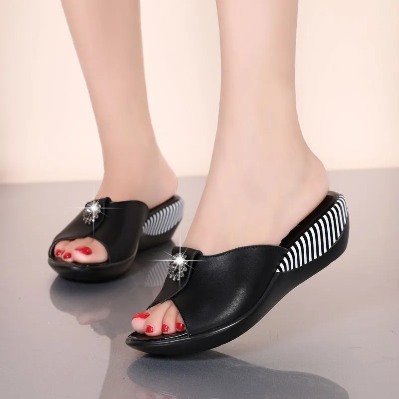Flat-bottomed Mother Slippers Korean Style Sandals And Slippers