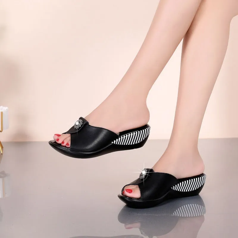Flat-bottomed Mother Slippers Korean Style Sandals And Slippers