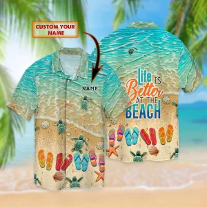 Flip Flop And Beach - Personalized Name 3D Hawaiian - Pth98