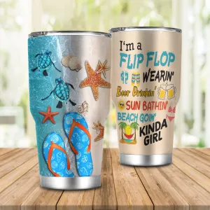 Flip Flop, Beach, Sea, Tumbler 01, NBTT