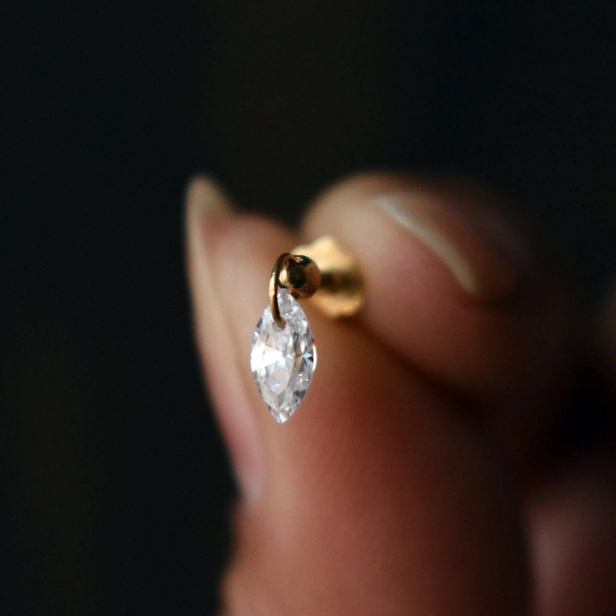 Floating Marquise Diamond Stud Earring
