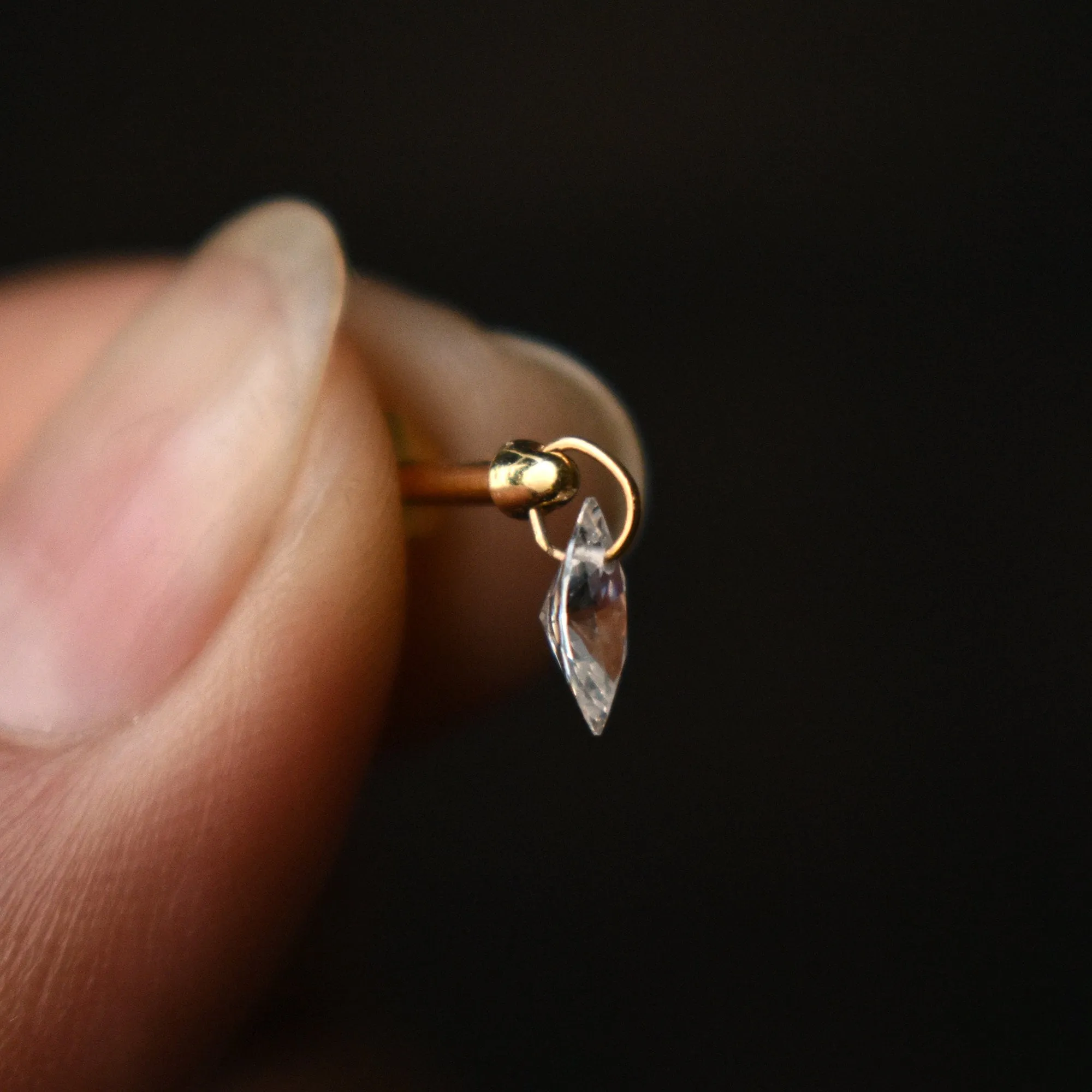 Floating Marquise Diamond Stud Earring