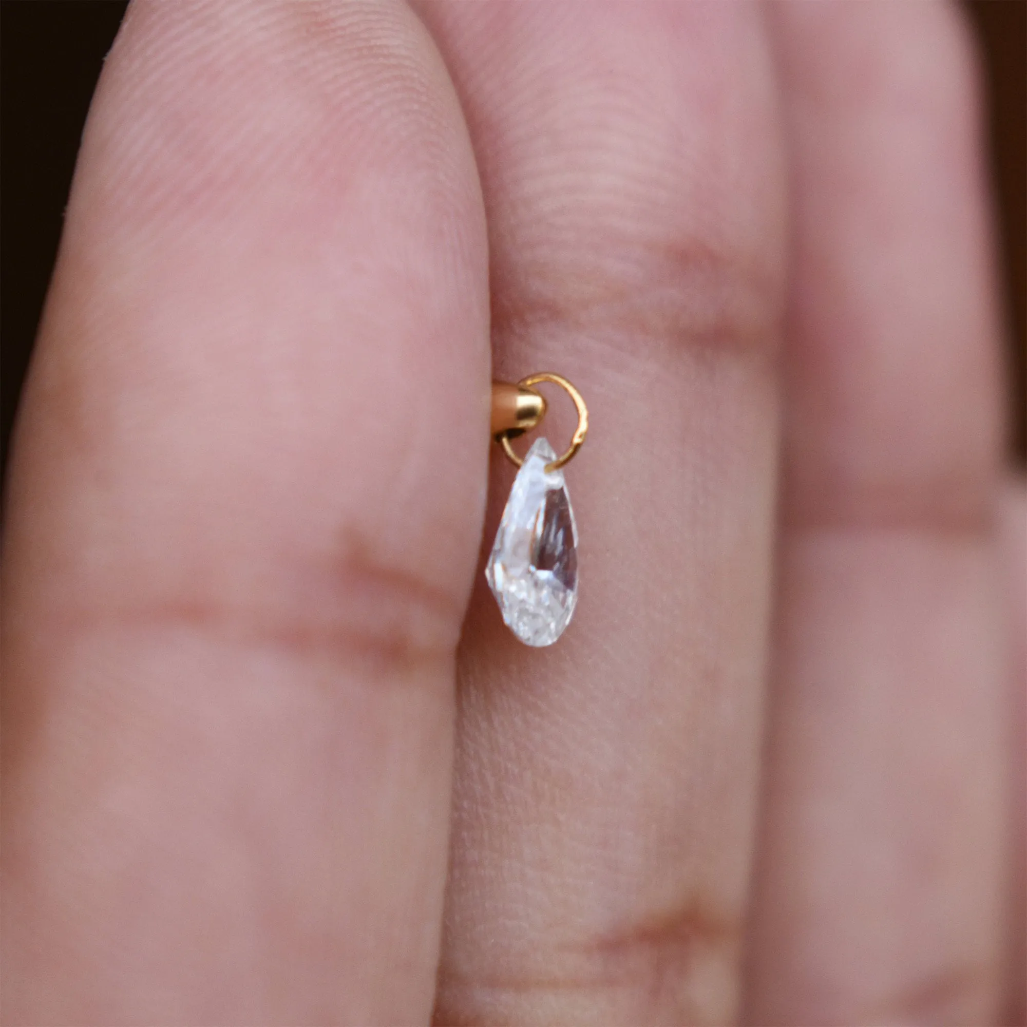 Floating Pear Diamond Stud Earring