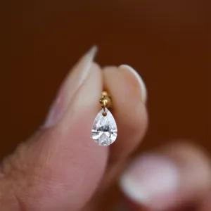 Floating Pear Diamond Stud Earring