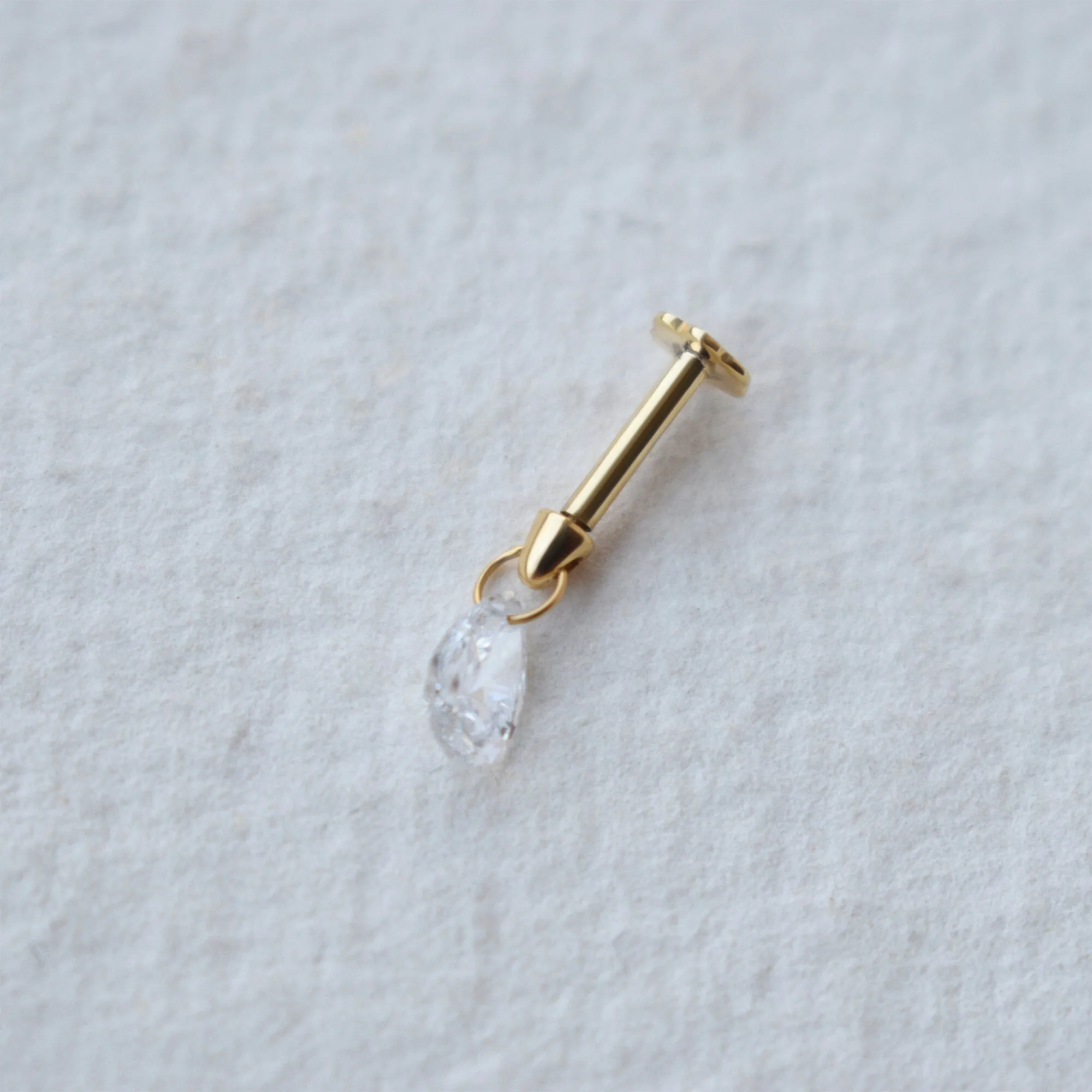 Floating Pear Diamond Stud Earring