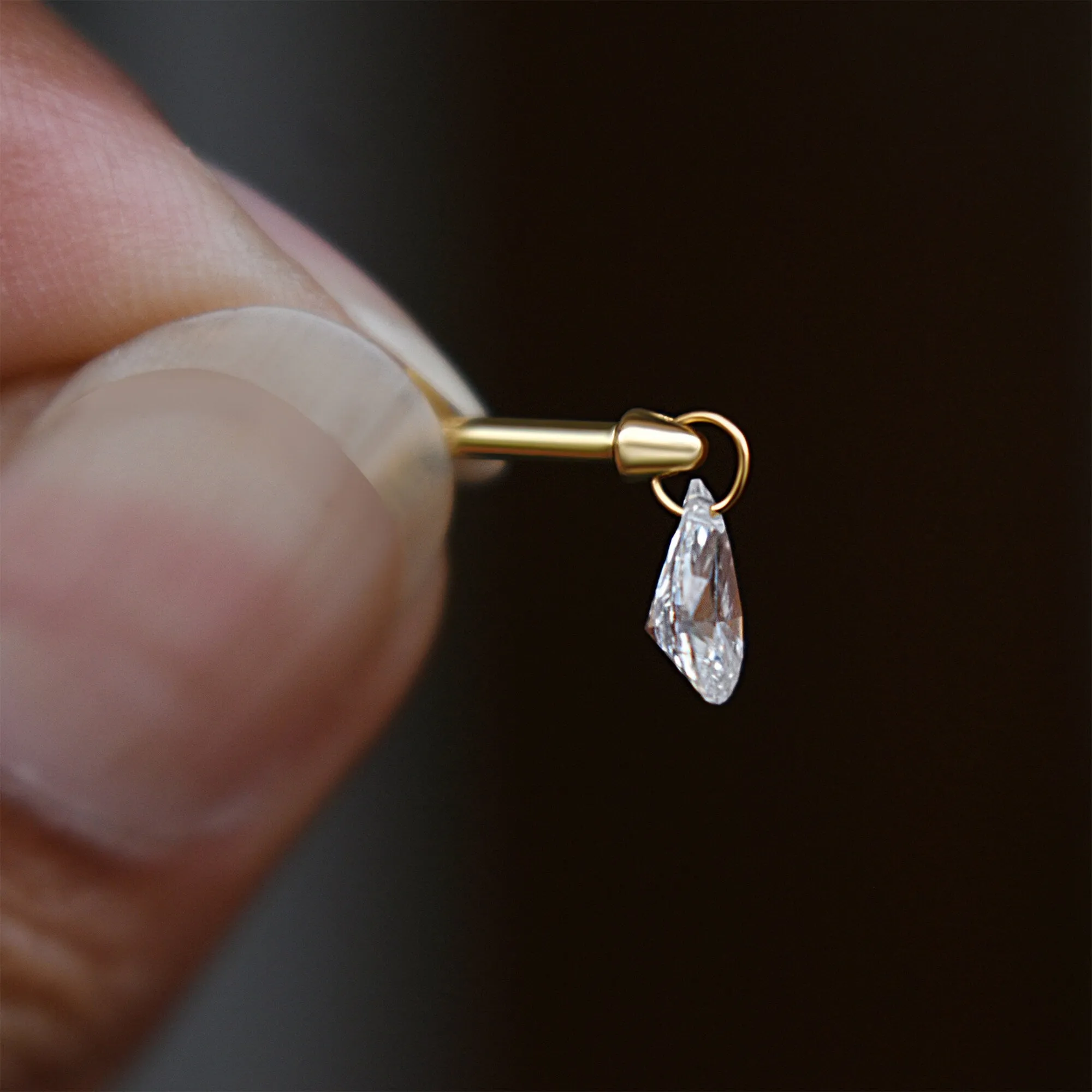 Floating Pear Diamond Stud Earring