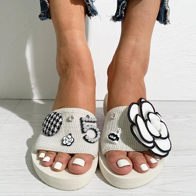 Flower Letter Pattern Casual Platform Sandals