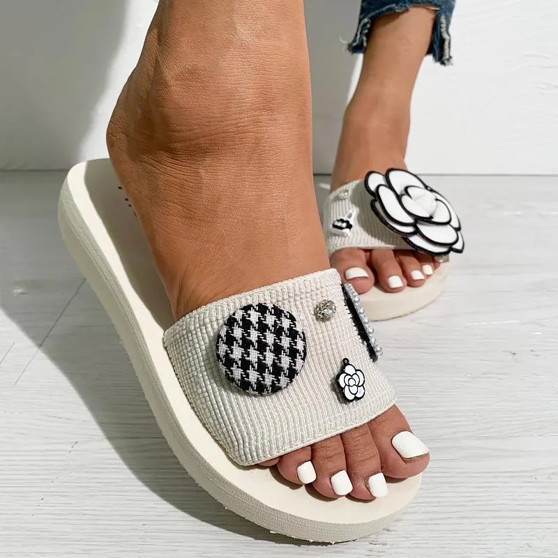 Flower Letter Pattern Casual Platform Sandals