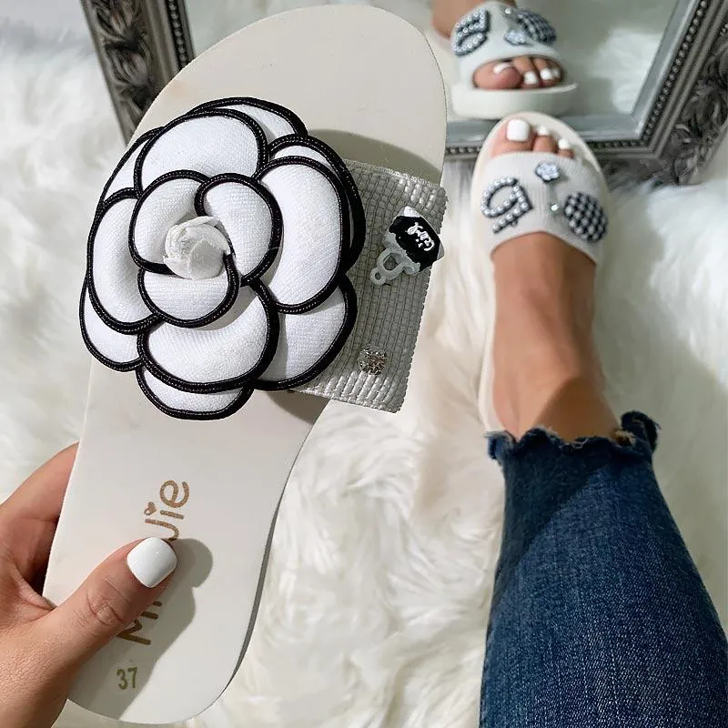 Flower Letter Pattern Casual Platform Sandals