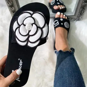Flower Letter Pattern Casual Platform Sandals