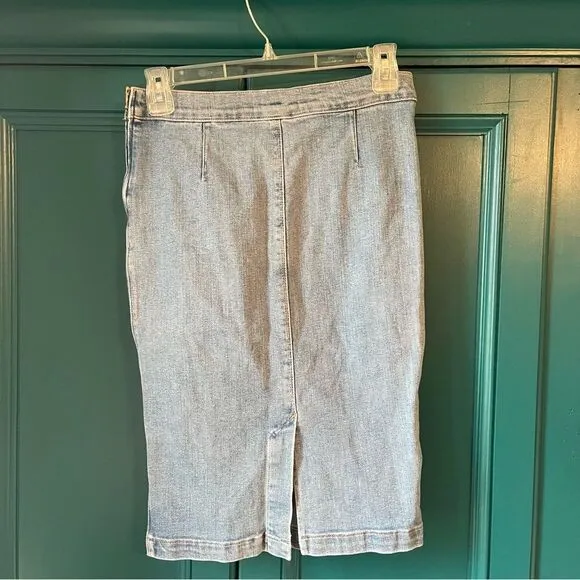 Frame Denim Skirt midi fitted skirt distressed pencil 26