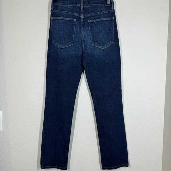 Frame Le High Straight Leg Jeans Dark Wash Denim With Ankle Detail Size 26