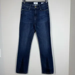 Frame Le High Straight Leg Jeans Dark Wash Denim With Ankle Detail Size 26